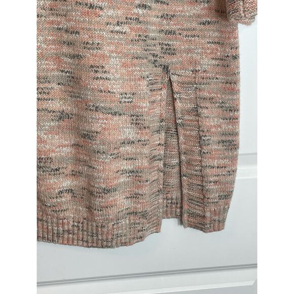 j Jill Tunic Sweater Medium Marled Pink Cowl Neck Preppy Officecore Side Slit - Picture 4 of 7